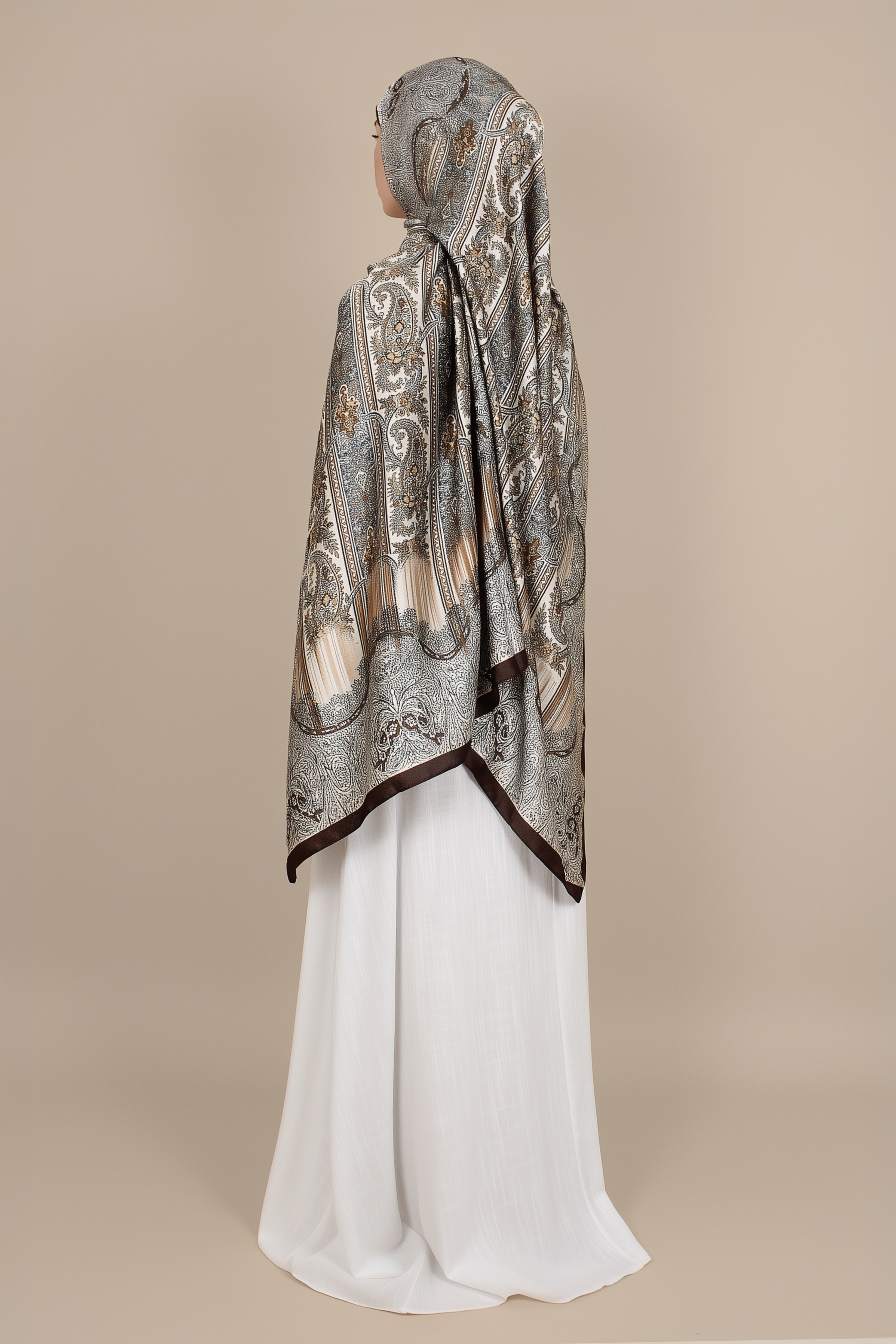 Oriental Silky Hijab ا Soft Brown