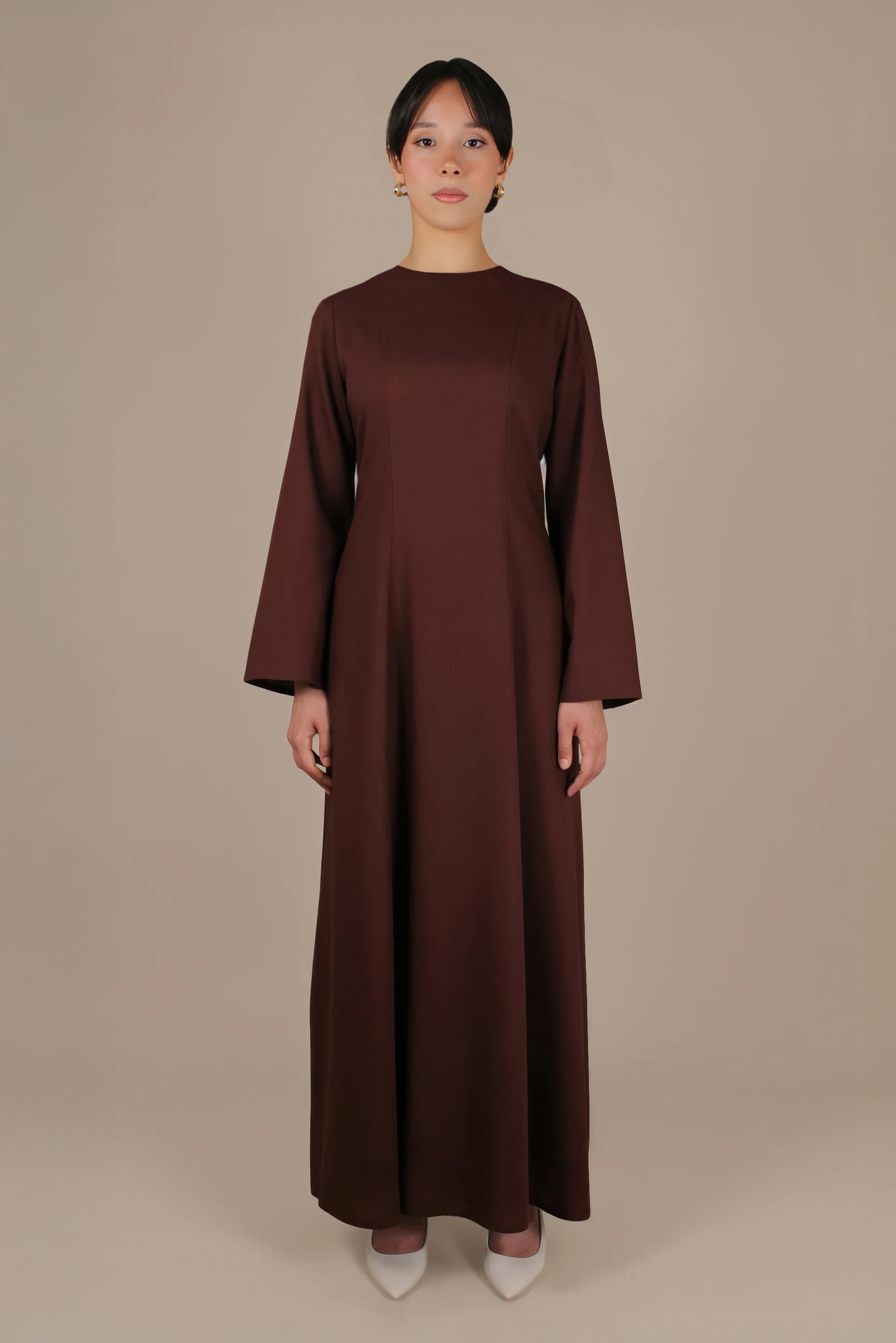 Elanor Linnen Cotton Dress ا Chestnut Brown