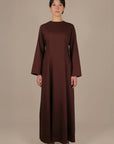Elanor Linnen Cotton Dress ا Chestnut Brown