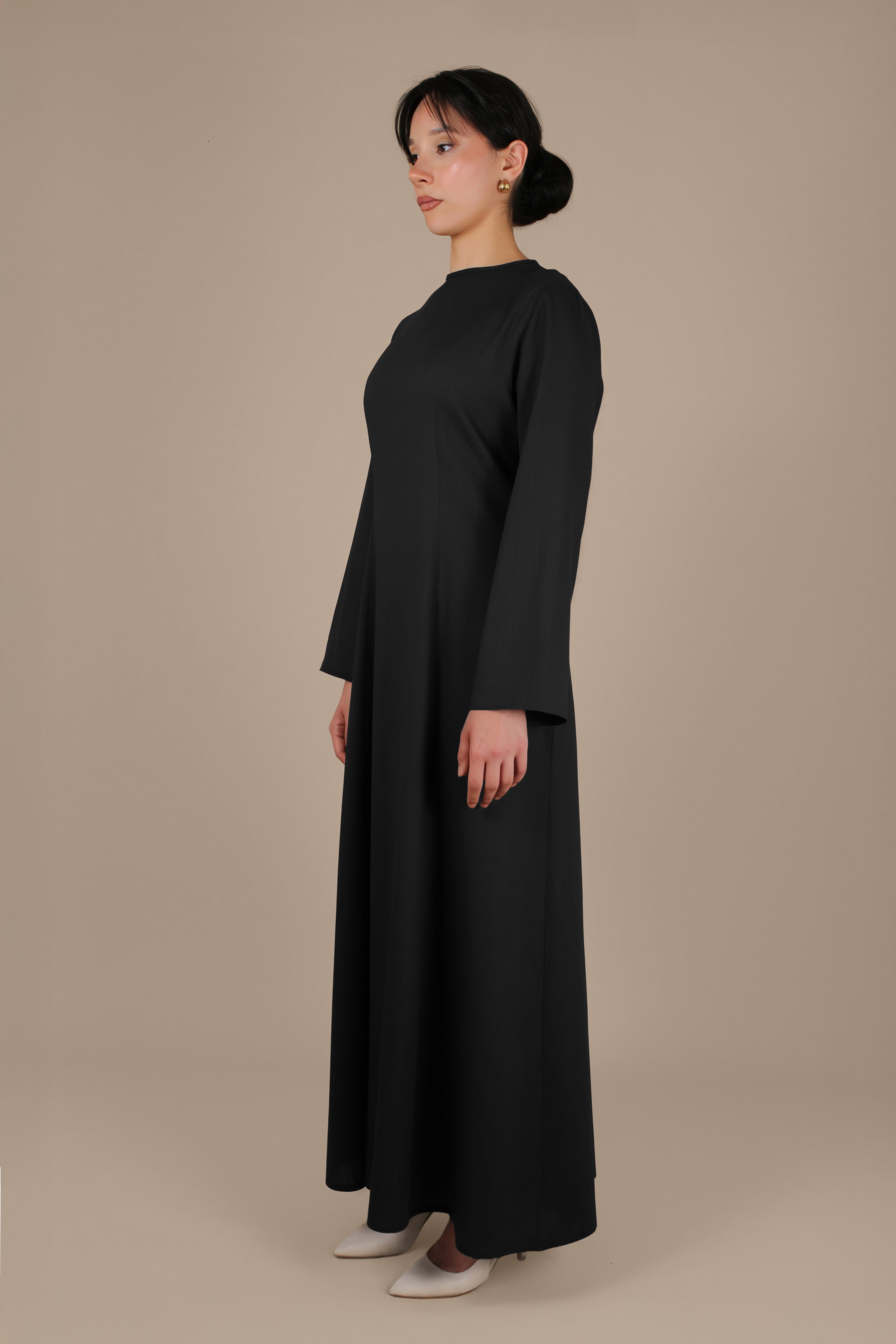 Elanor Linnen Cotton Dress ا Pure Black