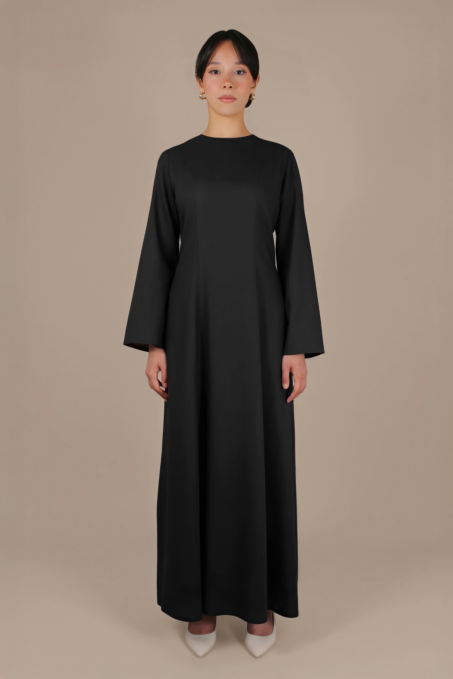 Elanor Linnen Cotton Dress ا Pure Black