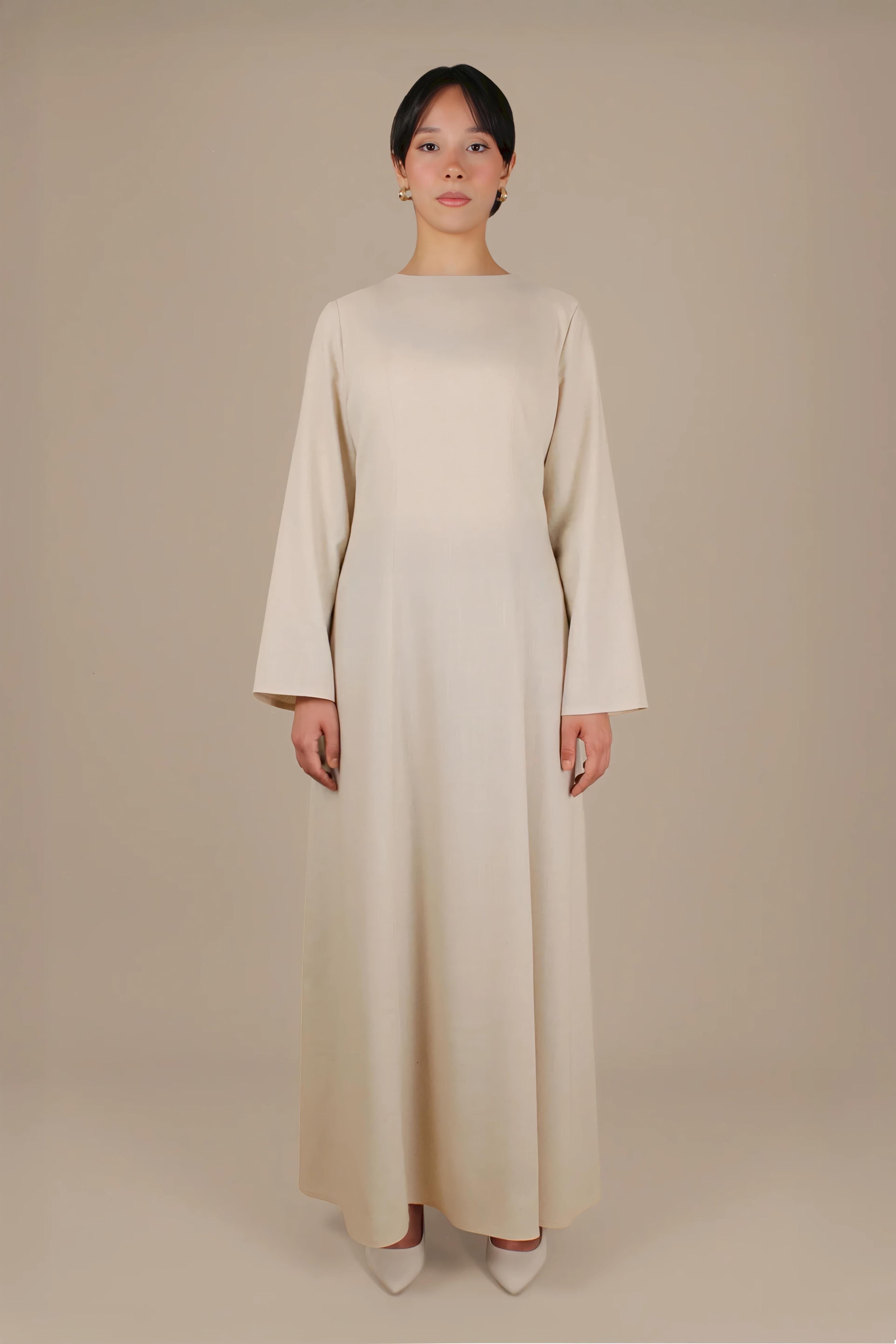 Elanor Linnen Cotton Dress ا Subtle beige