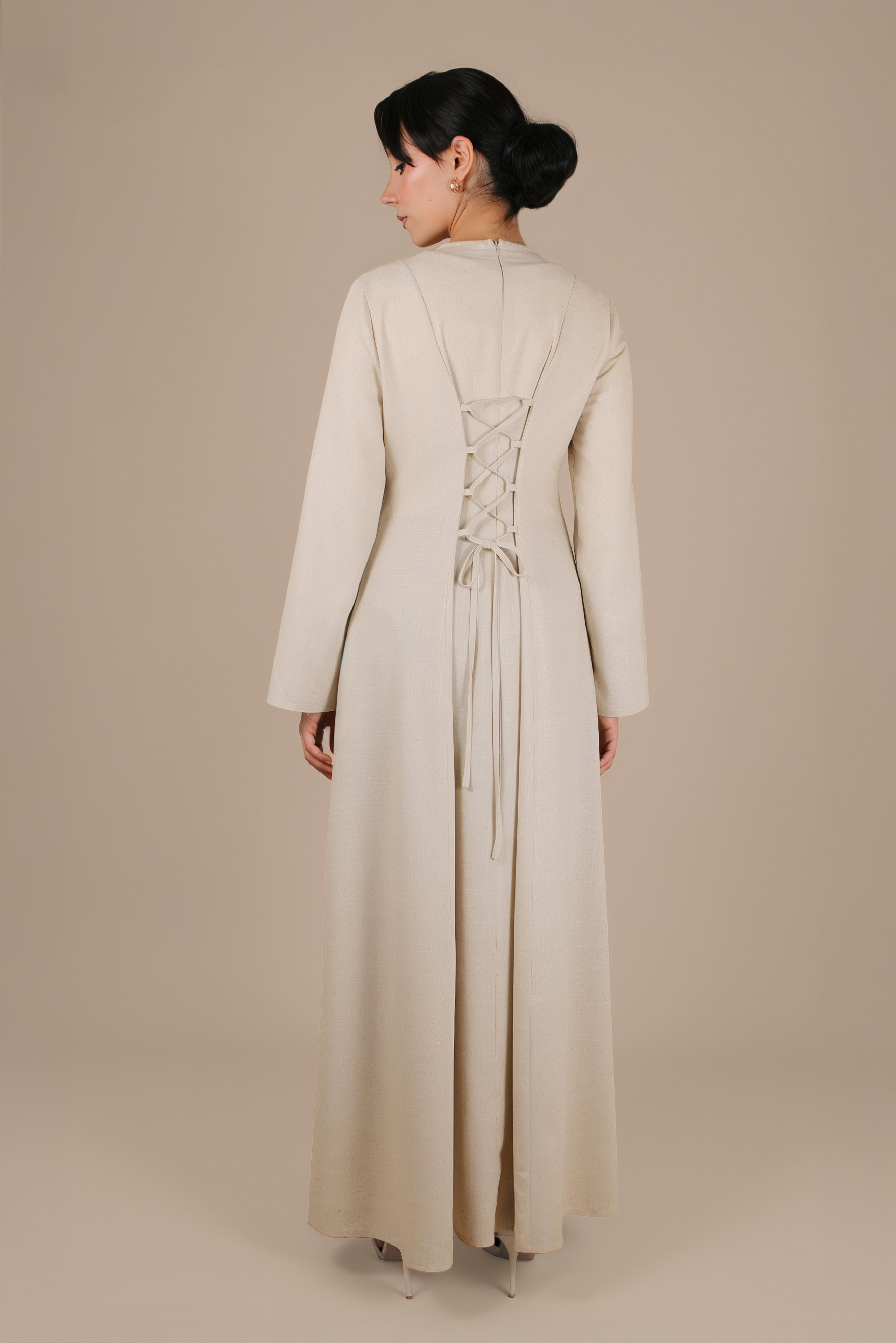 Elanor Linnen Cotton Dress ا Subtle beige