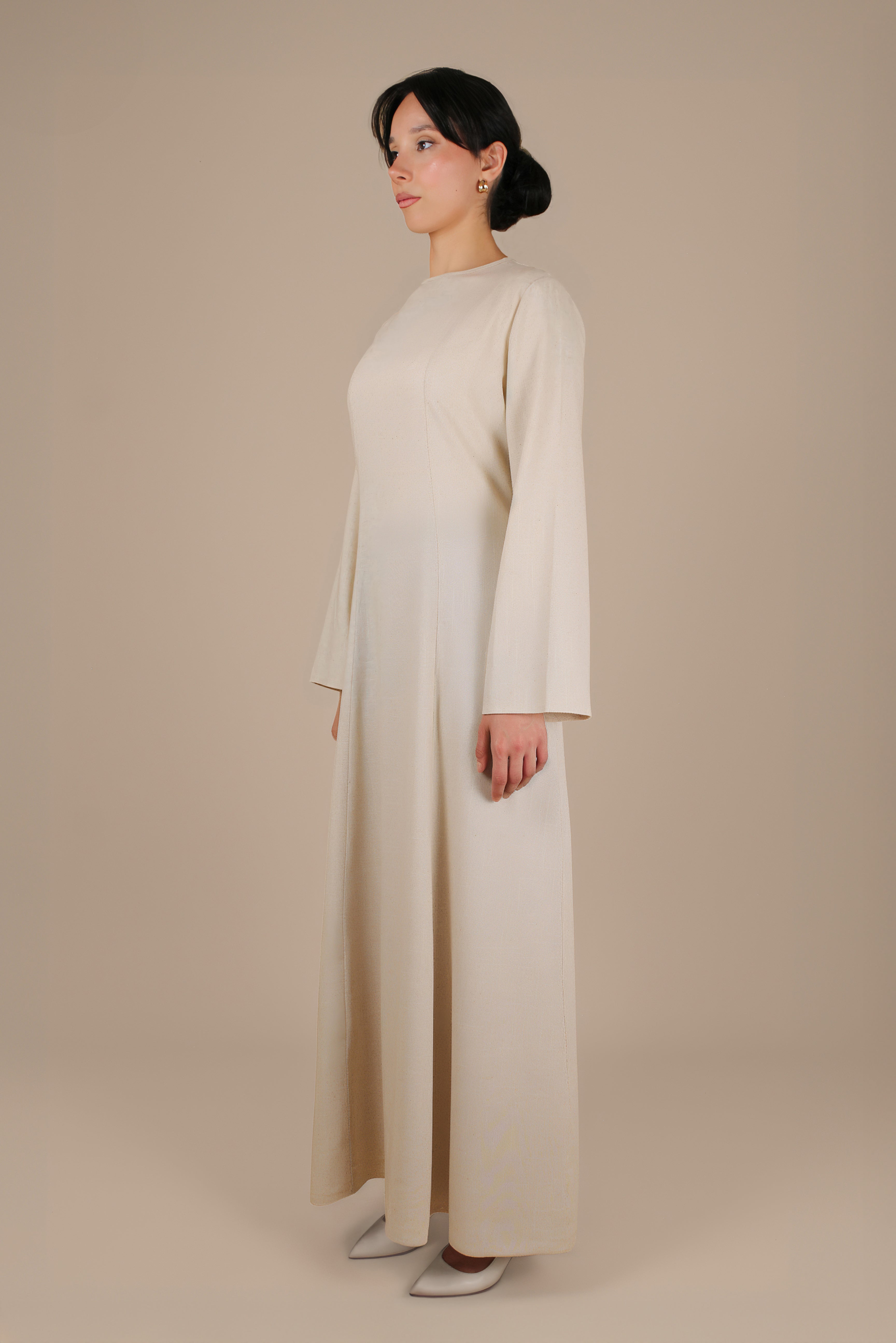 Elanor Linnen Cotton Dress ا Subtle beige