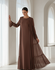 Ivorea Three Piece Abaya ا Chestnut Brown