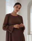 Ivorea Three Piece Abaya ا Chestnut Brown