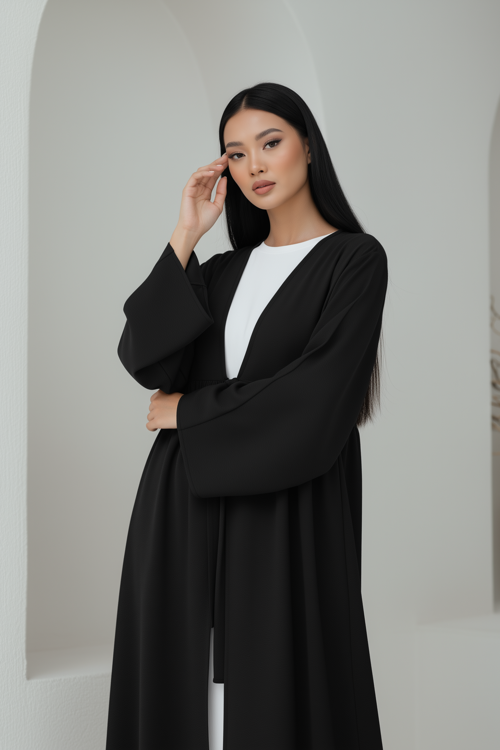 Lily Open Abaya ا Pure Black