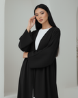 Lily Open Abaya ا Pure Black