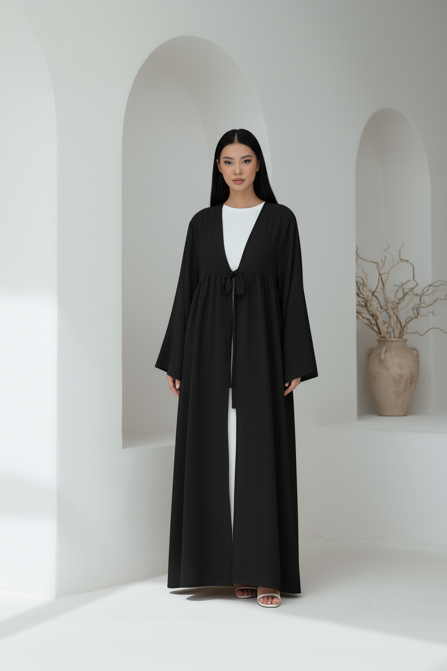 Lily Open Abaya ا Pure Black