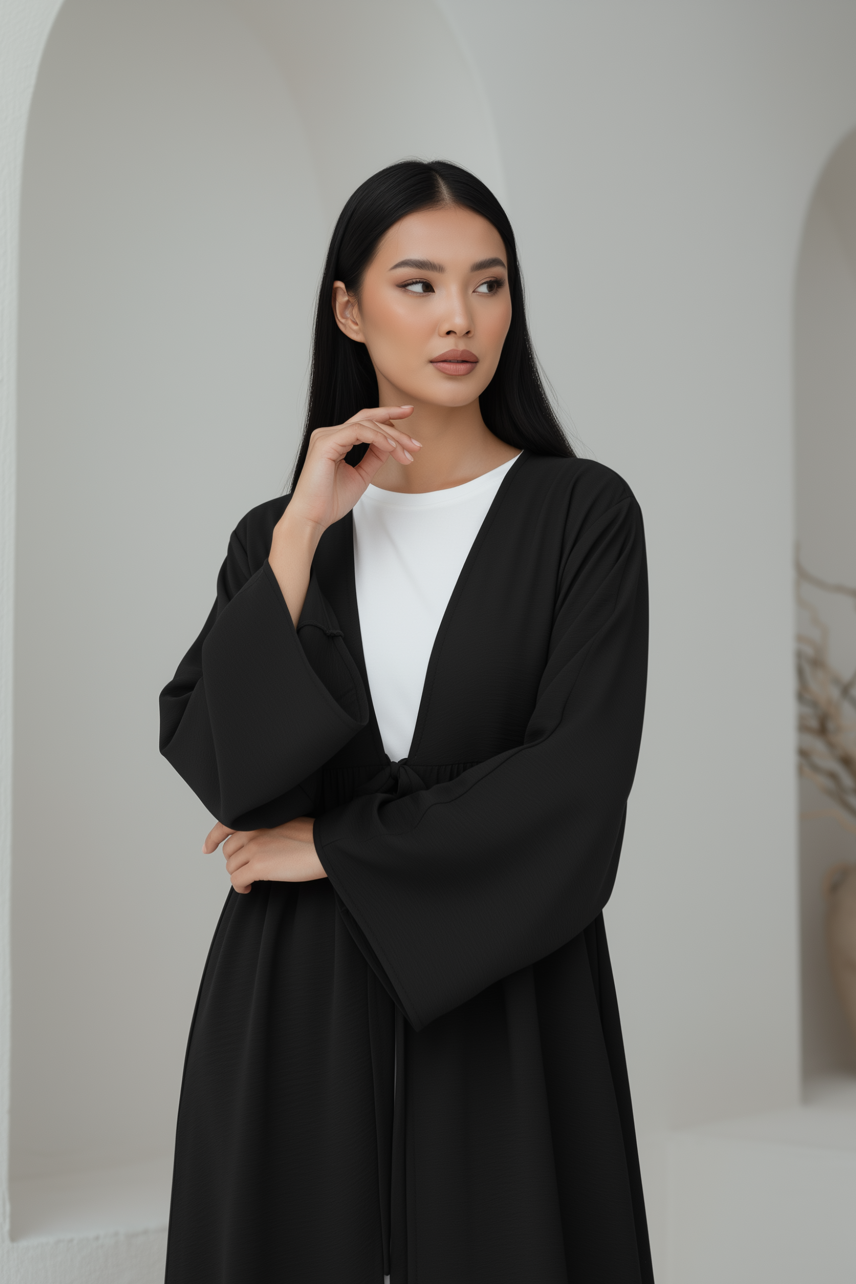 Lily Open Abaya ا Pure Black