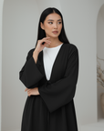 Lily Open Abaya ا Pure Black