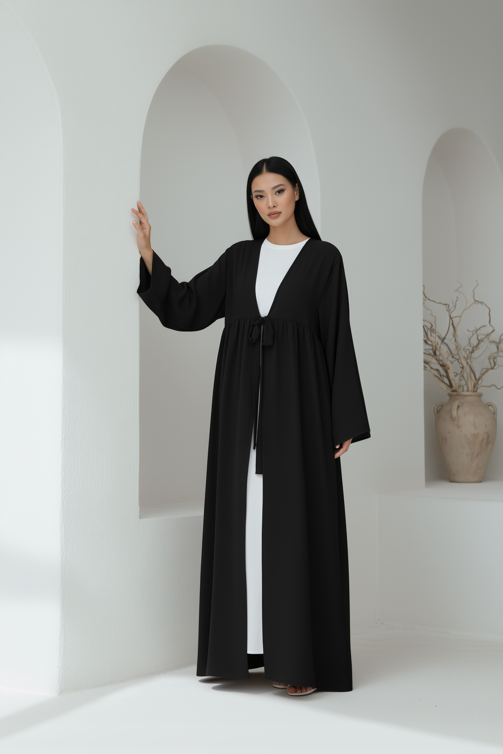 Lily Open Abaya ا Pure Black