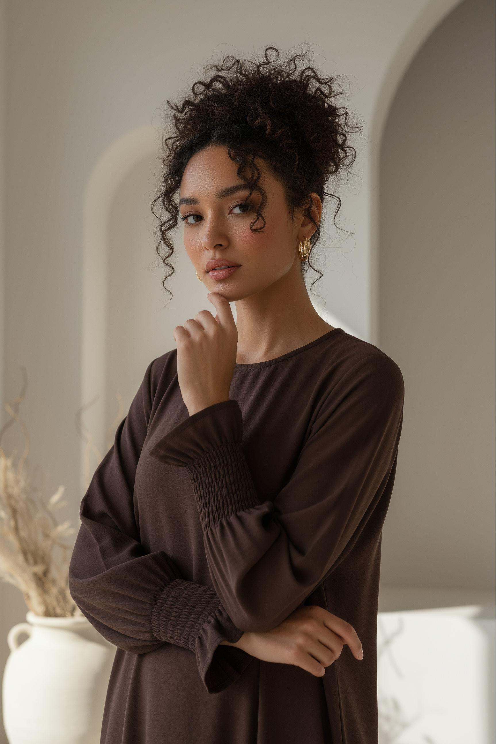 Nerine Essential Abaya ا Chestnut Brown