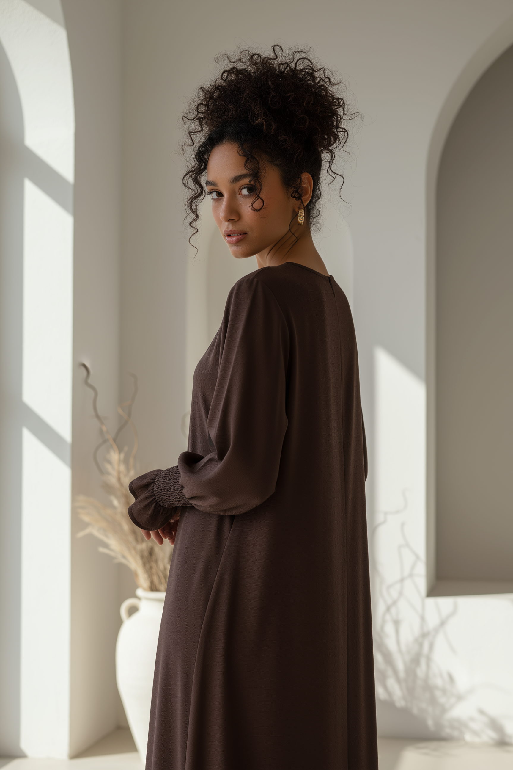 Nerine Essential Abaya ا Chestnut Brown
