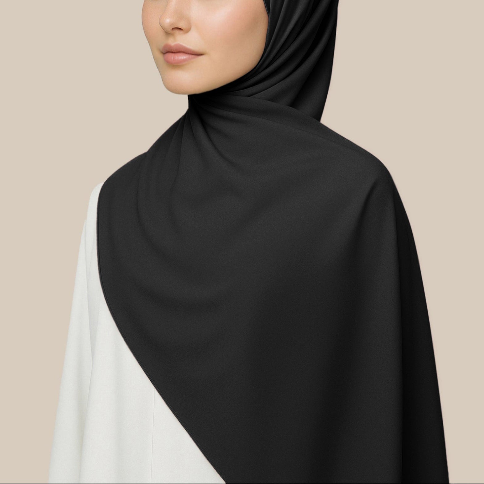 Orchid Opaque Chiffon Hijab ا Obsidian Black