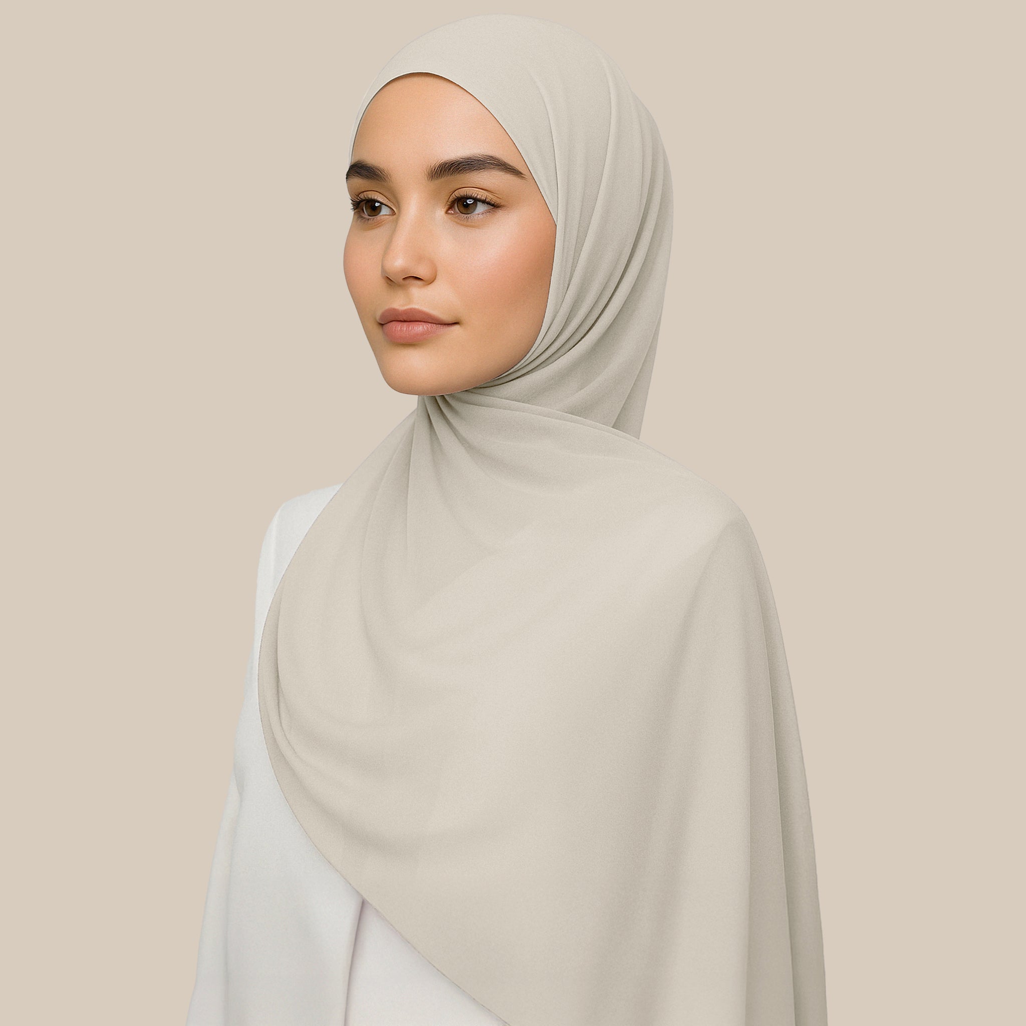 Dahliya Chiffon Hijab ₪ Ivory Cloud