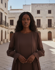 Ivorea Three Piece Abaya ا Chestnut Brown