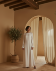 Nerine Essential Abaya ا Soft White