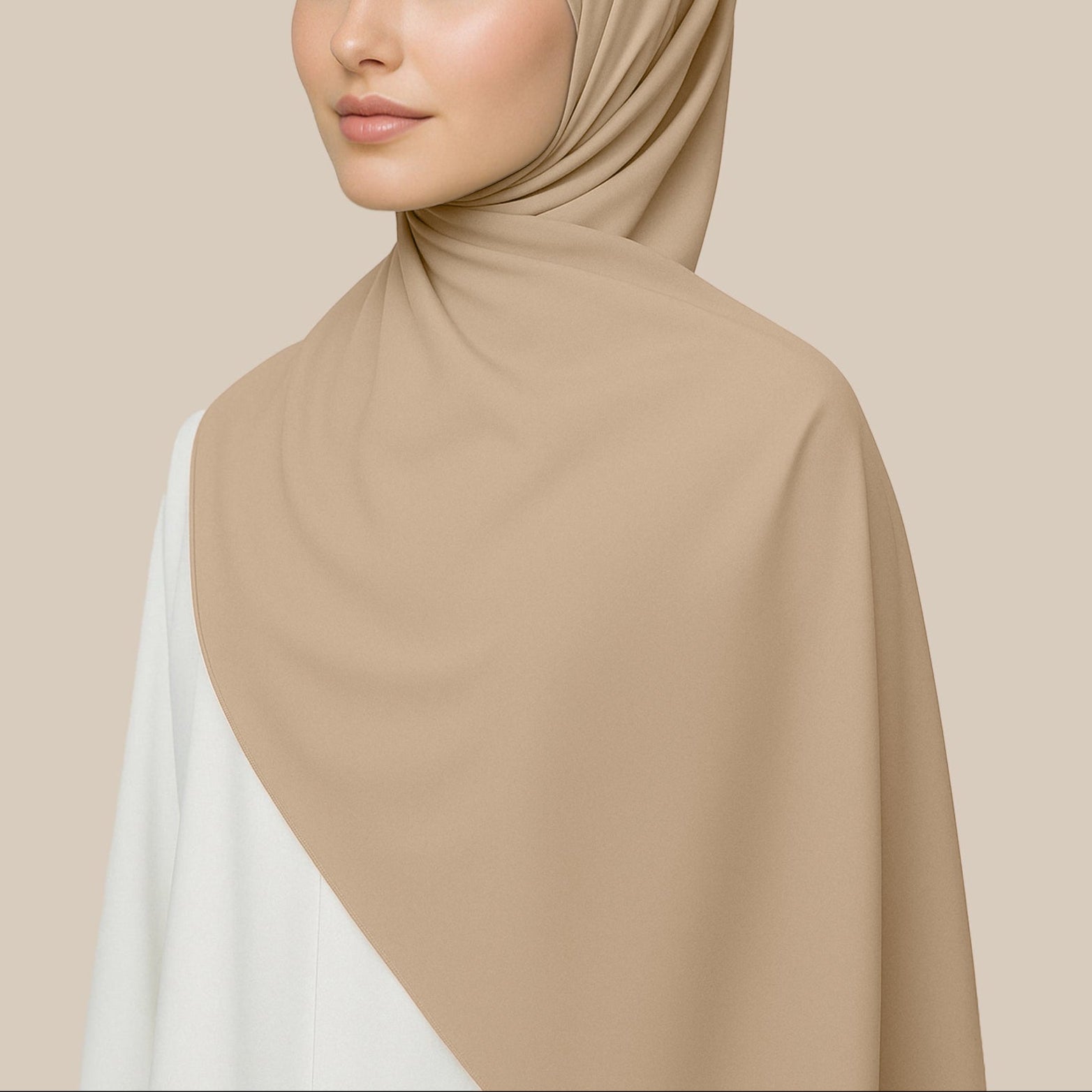 Orchid Opaque Chiffon Hijab ا Desert Beige