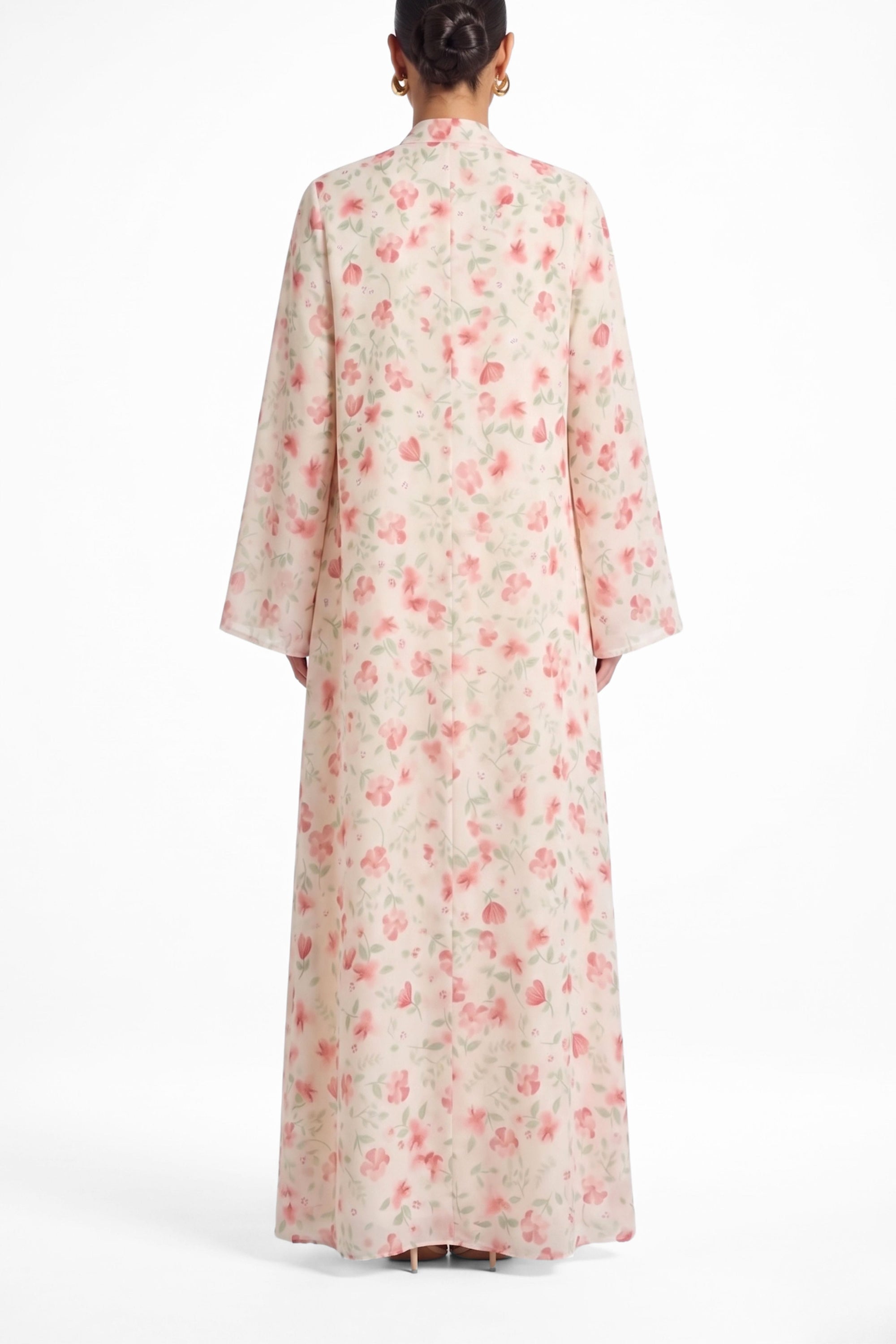 Sofia Open Abaya ا Flower Pink