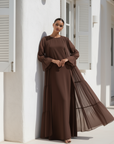 Ivorea Three Piece Abaya ا Chestnut Brown