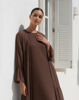 Ivorea Three Piece Abaya ا Chestnut Brown