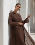 Ivorea Three Piece Abaya ا Chestnut Brown