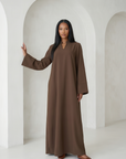 Nora Abaya Dress ا Chestnut Brown