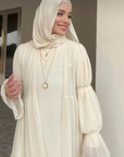 Ivorea abaya 3-piece ا Soft Apricot