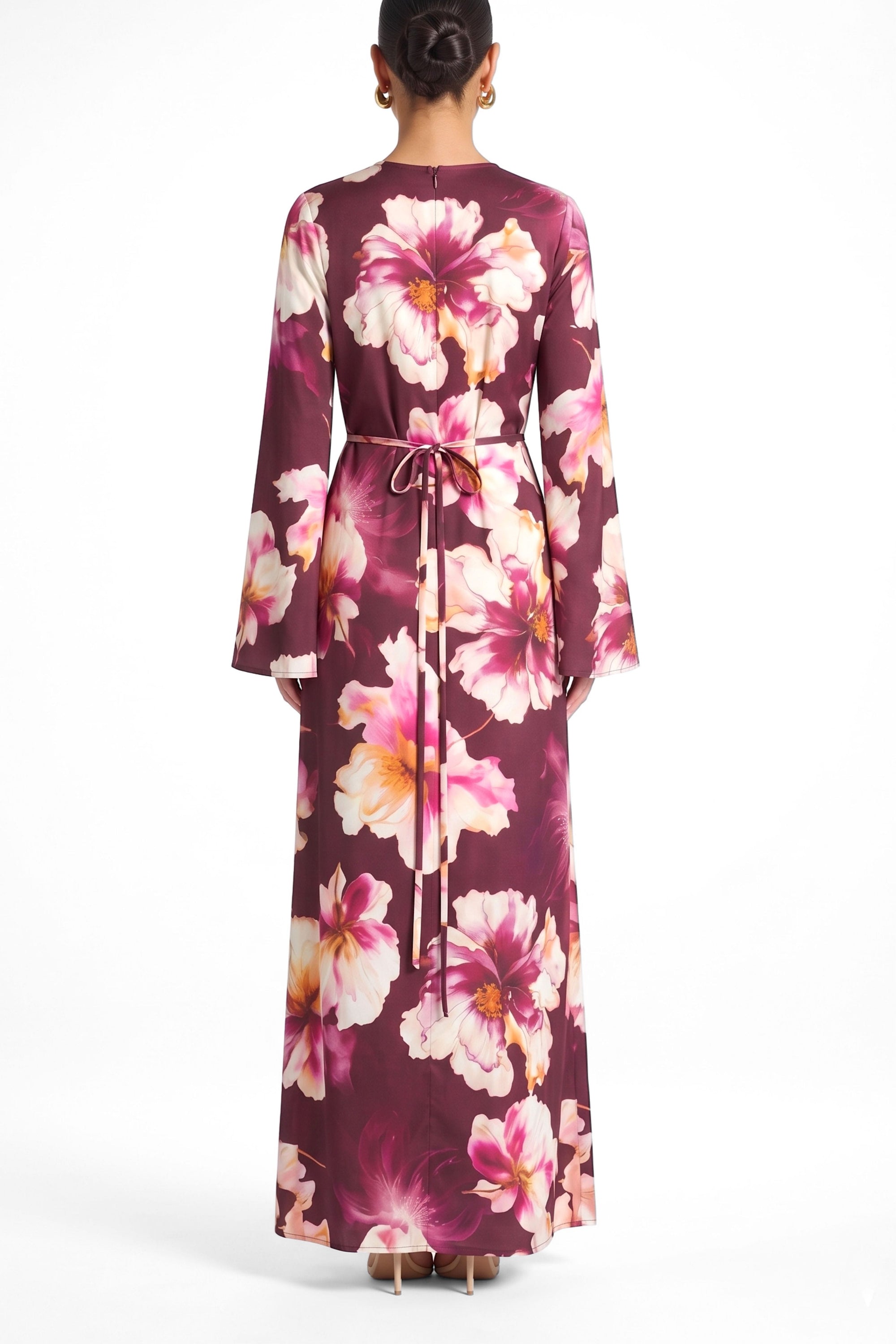 Flora Dress ا Deep burgundy