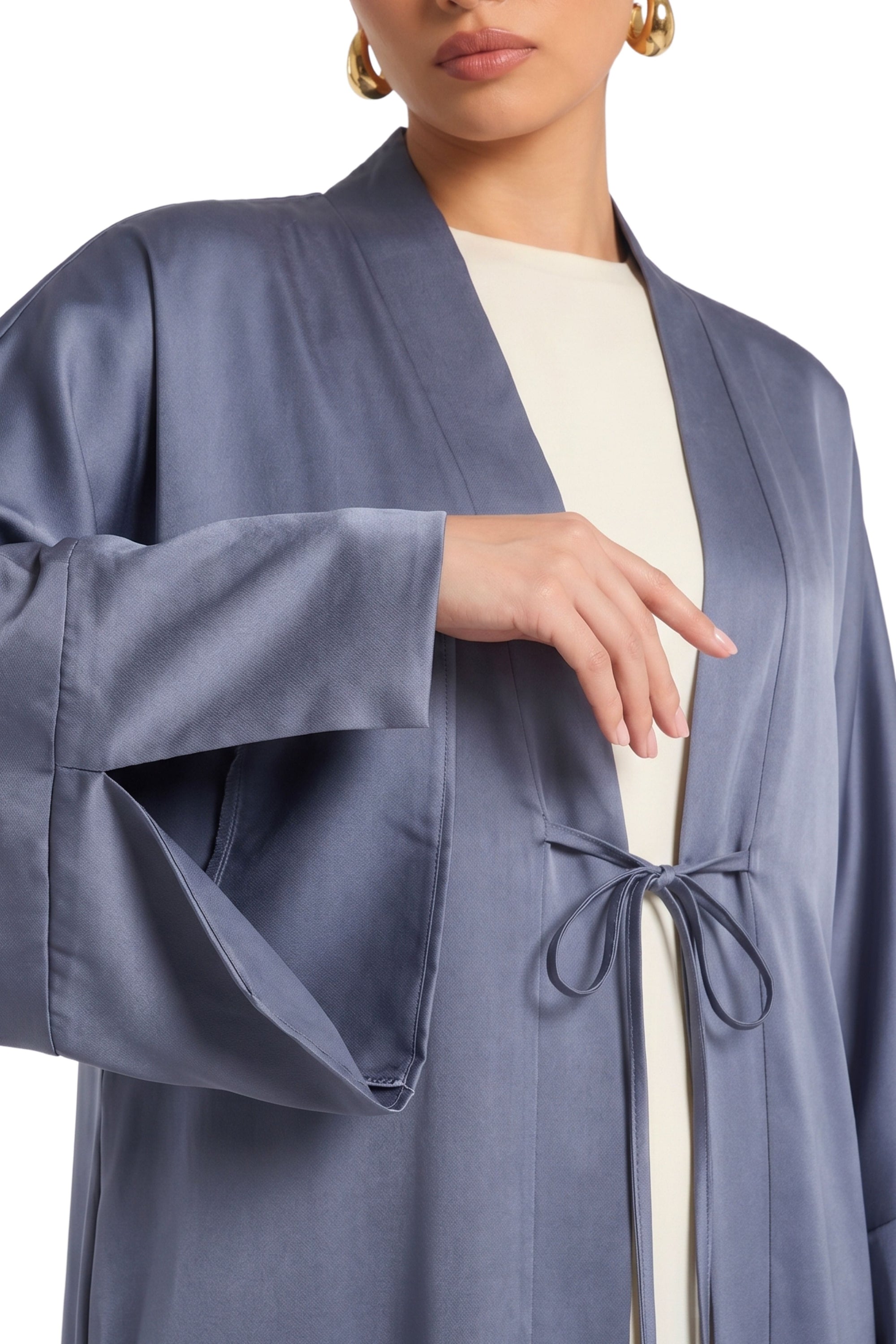 Asya Open Abaya ا Silky Blue