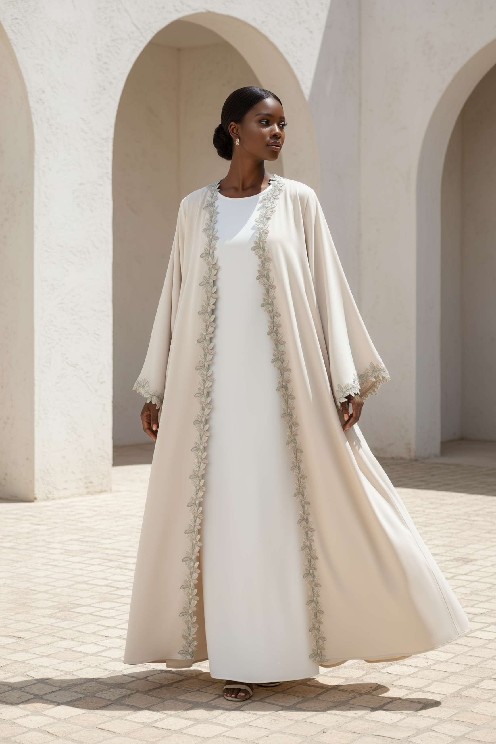 Azelea Open Abaya ا Soft Cream
