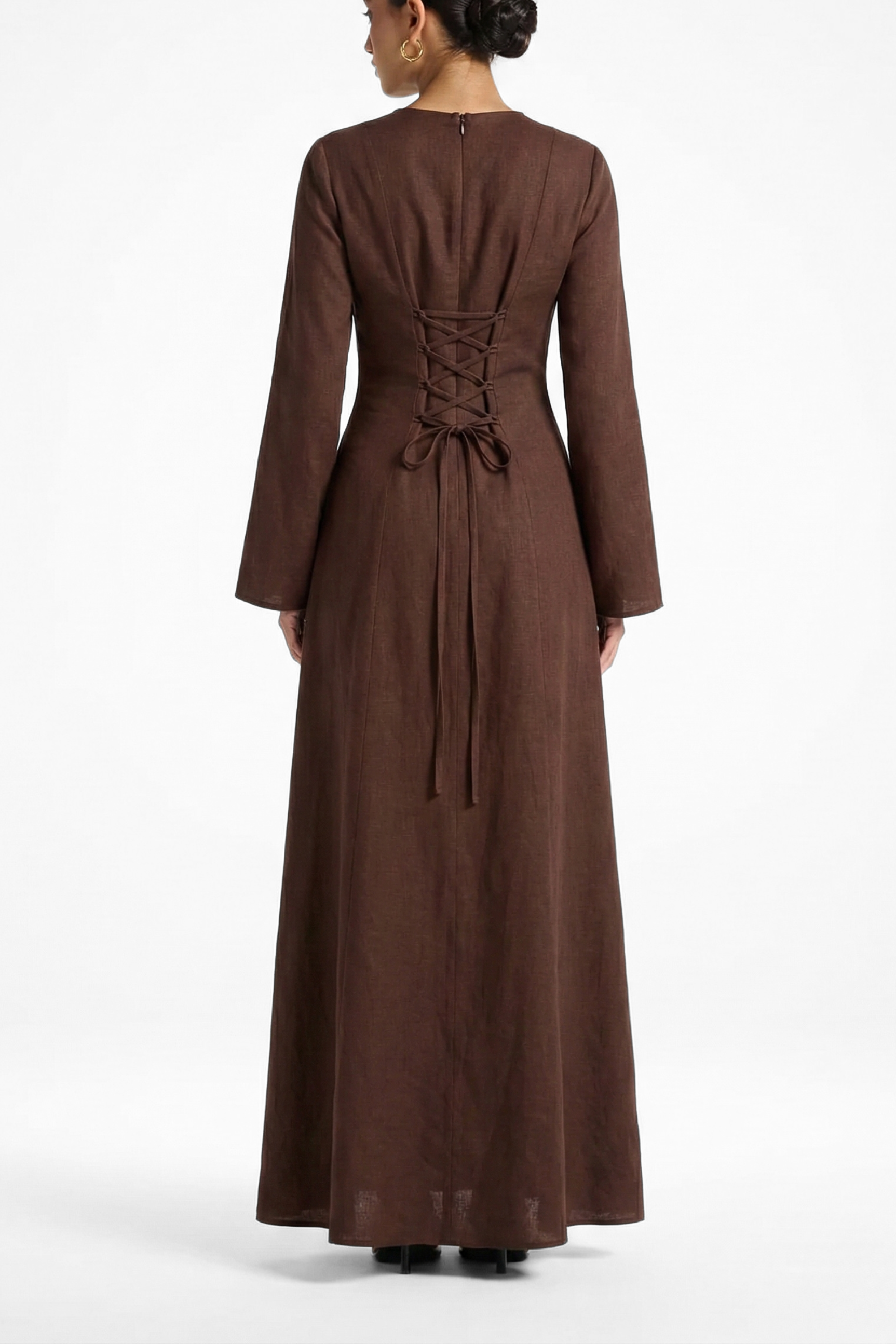 Elanor Linnen Dress ا Chestnut Brown