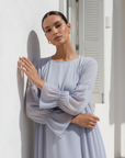 Ivorea Three Piece Abaya ا Soft Blue