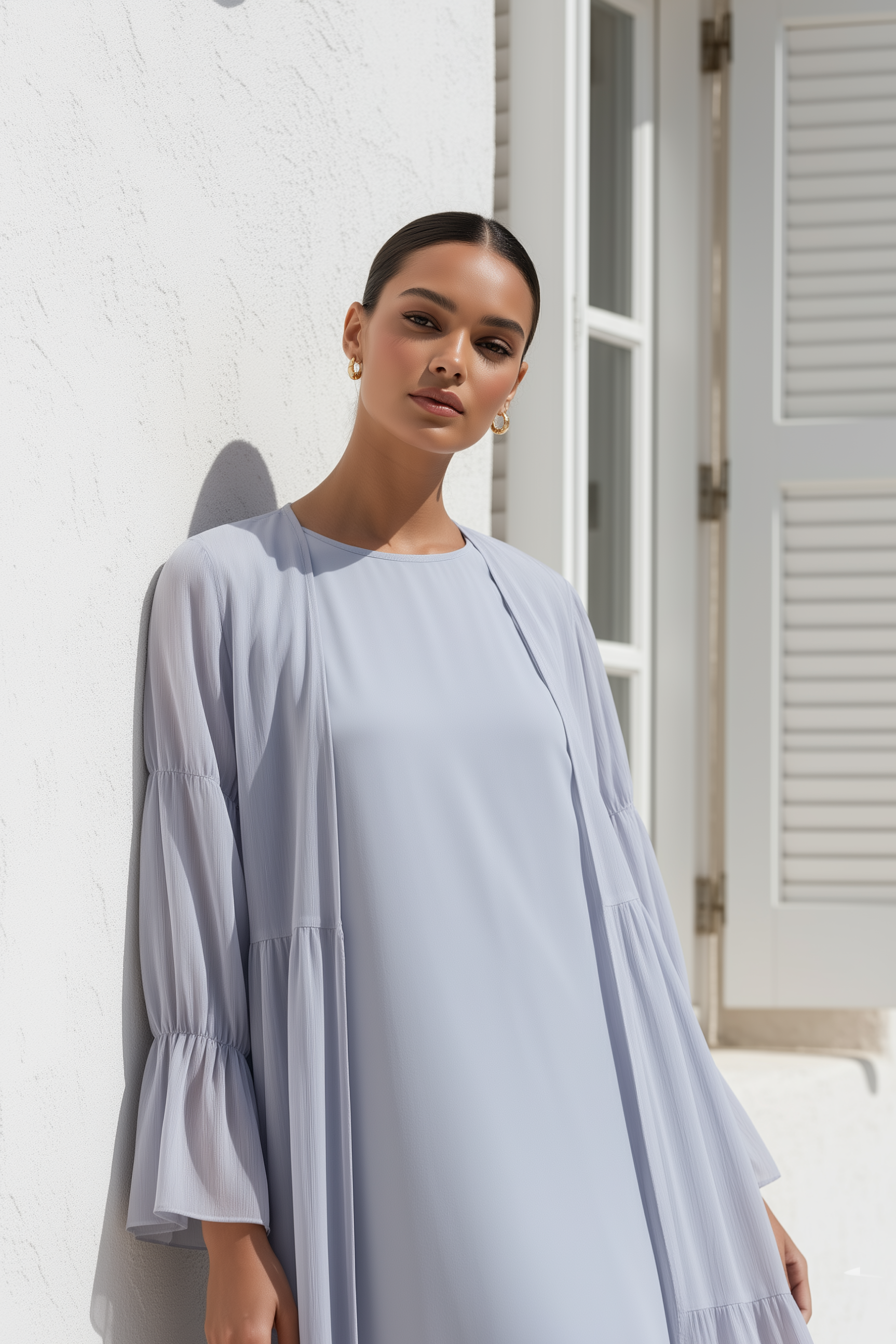 Ivorea Three Piece Abaya ا Soft Blue