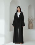 Lily Open Abaya ا Pure Black