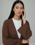 Lily Open Abaya ا Chestnut Brown