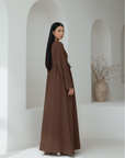 Lily Open Abaya ا Chestnut Brown