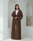 Lily Open Abaya ا Chestnut Brown