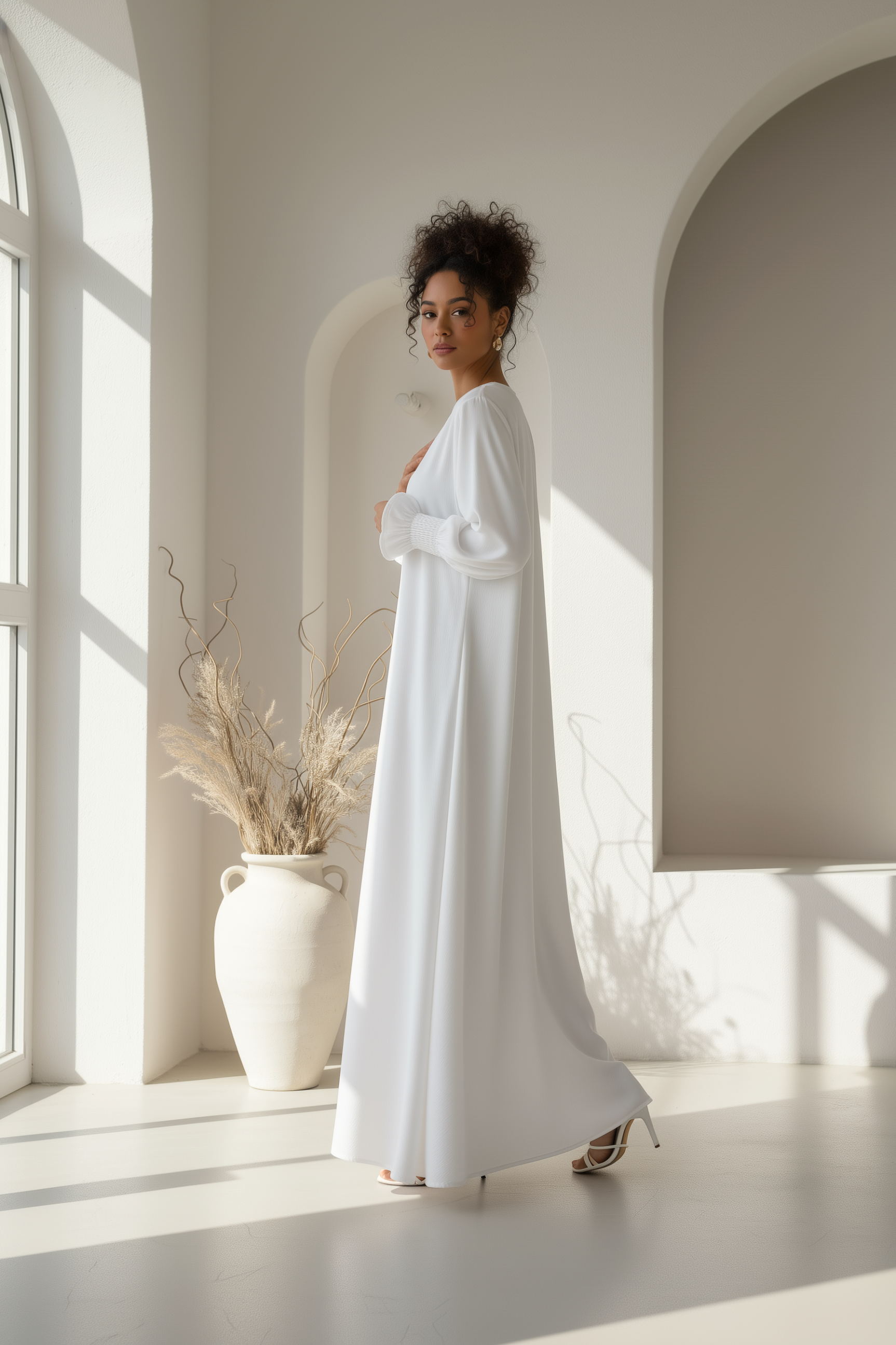 Nerine Essential Abaya  ا Soft White