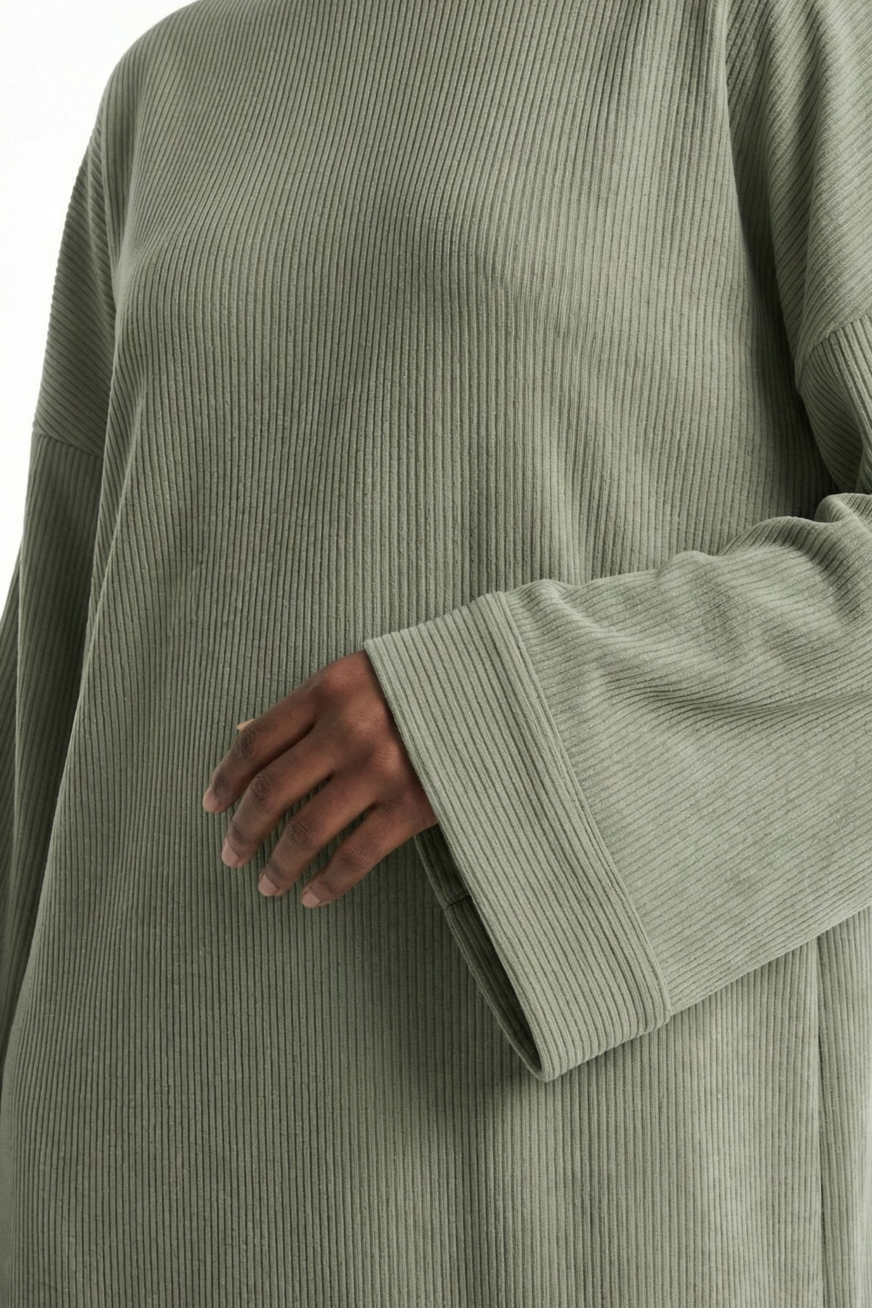 Rana Corduroy Abaya ا Sage Green