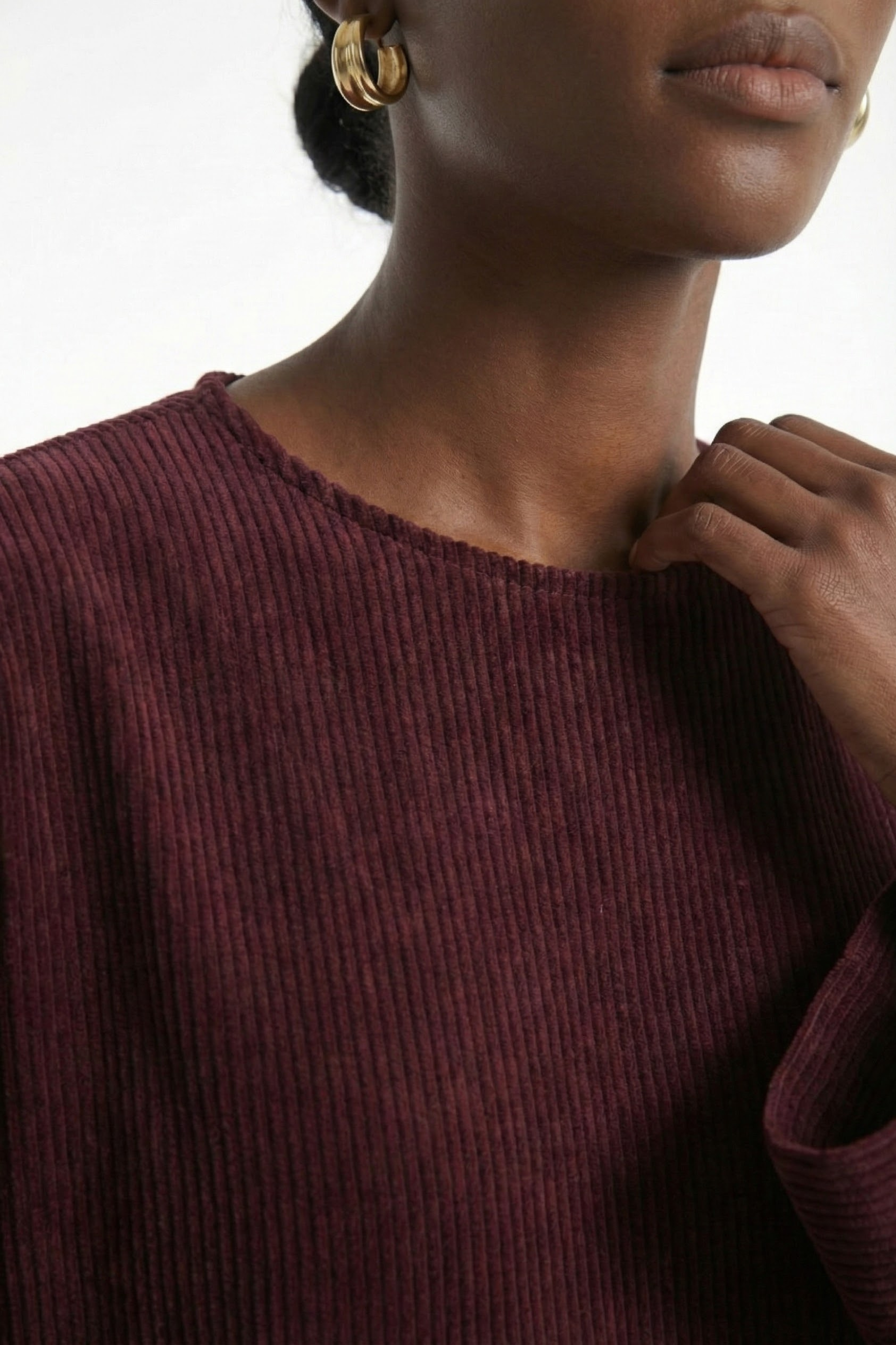 Camellia Corduroy Abaya ا Soft Burgundy