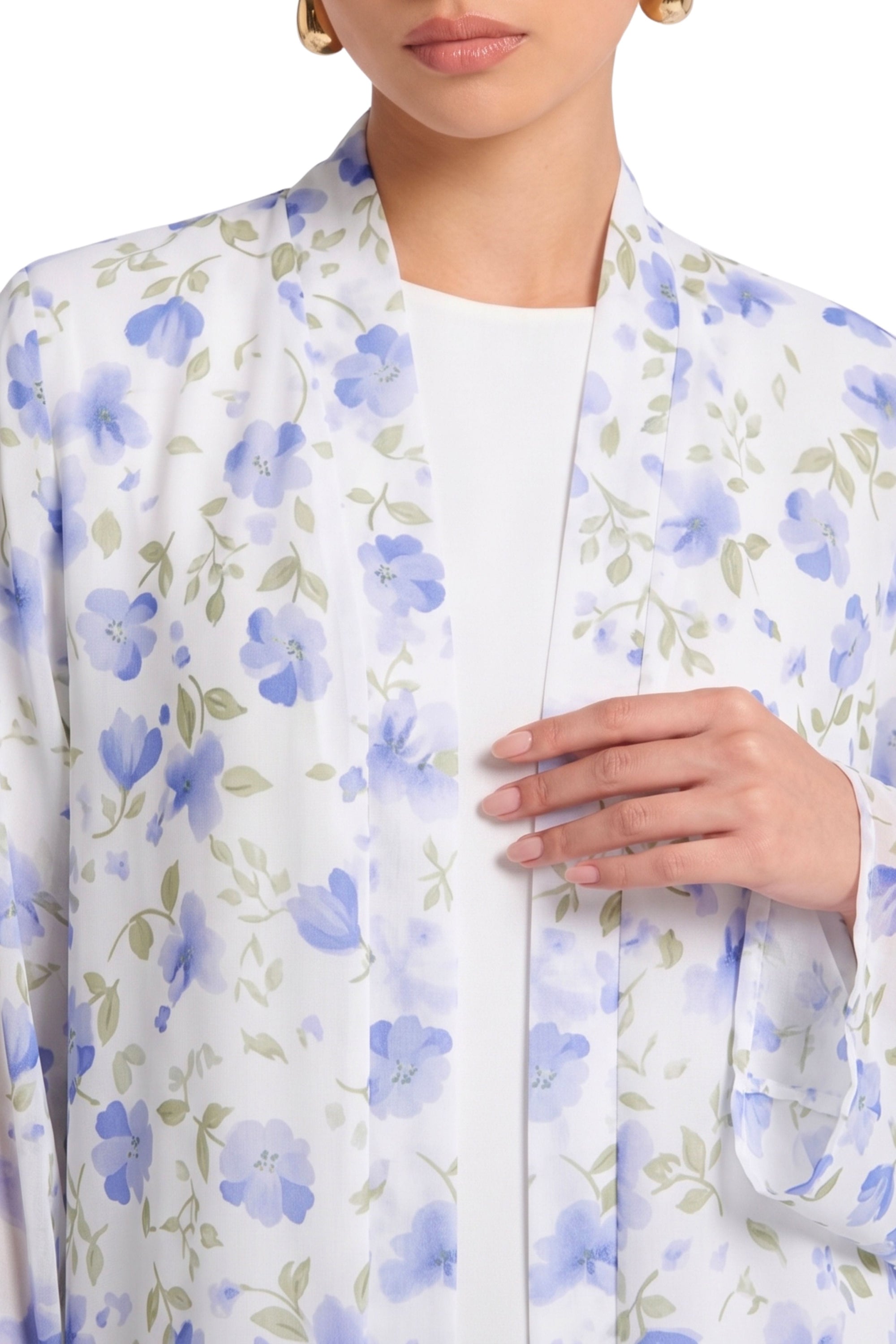 Sofia Open Abaya ا Flower Blue