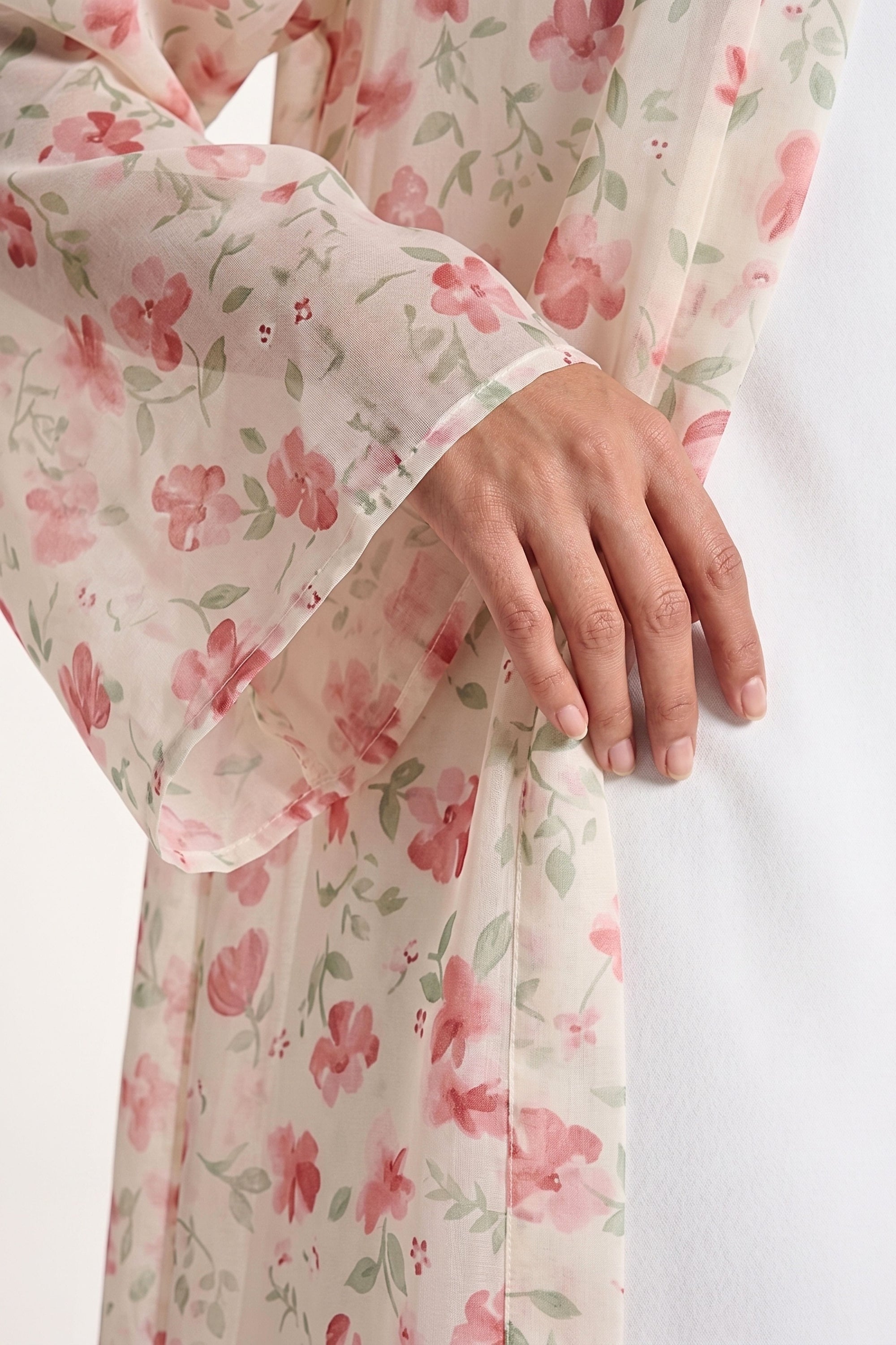 Sofia Open Abaya ا Flower Pink