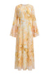 Zahra Dress in blossom yellow watercolour floral chiffon, full-length product view