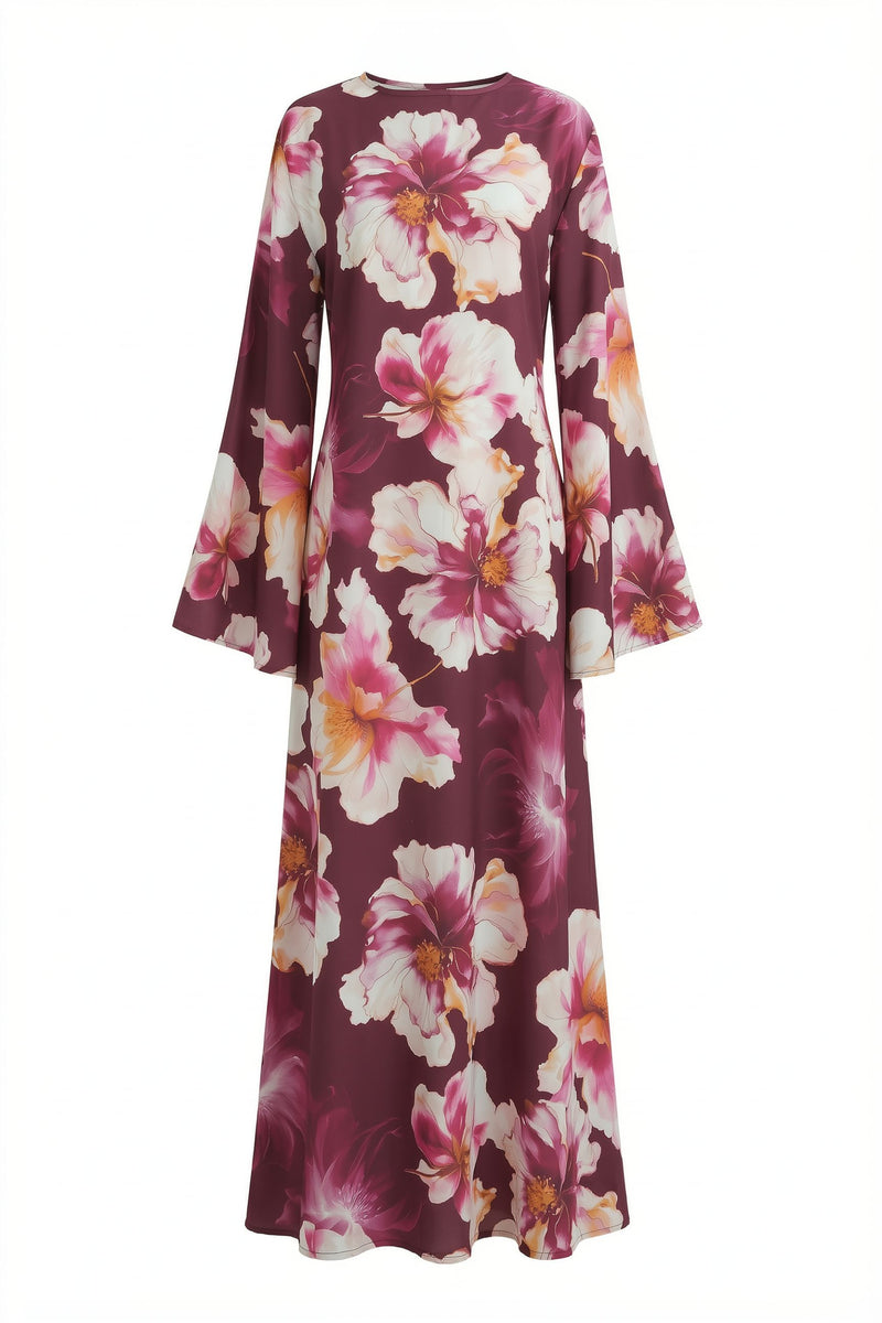 Flora Dress ا Deep burgundy
