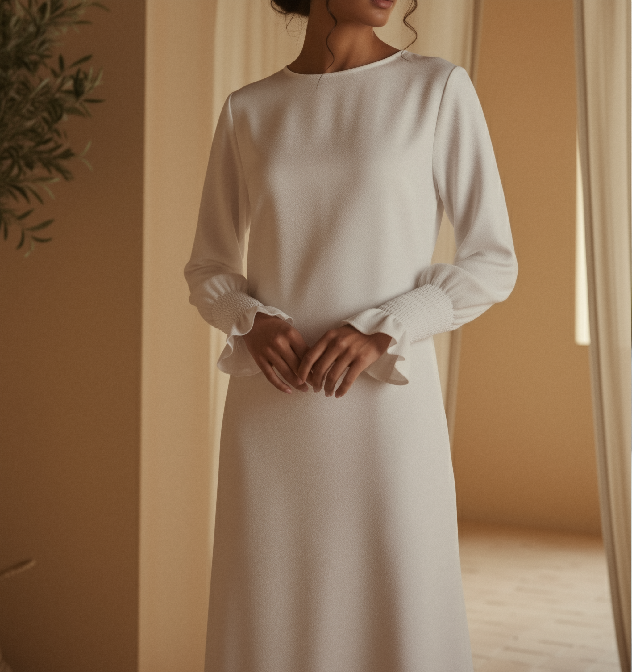 Nerine Essential Abaya  ا Soft White
