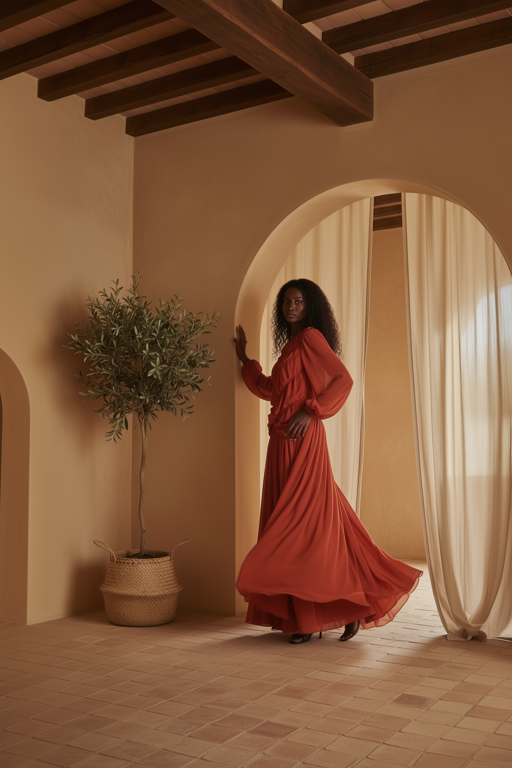 Zinnia Dress ا Vibrant Orange
