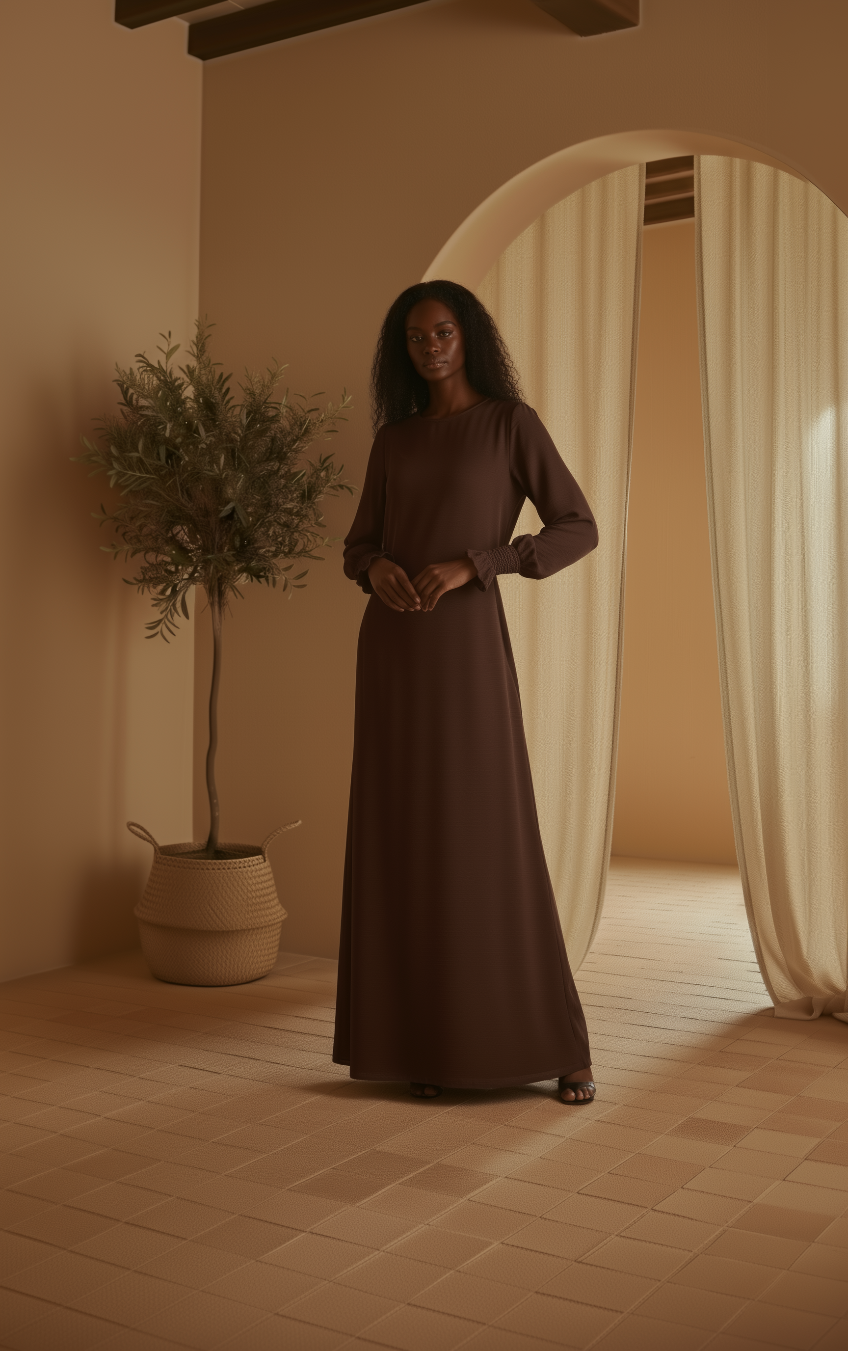 Nerine Essential Abaya ا Chestnut Brown