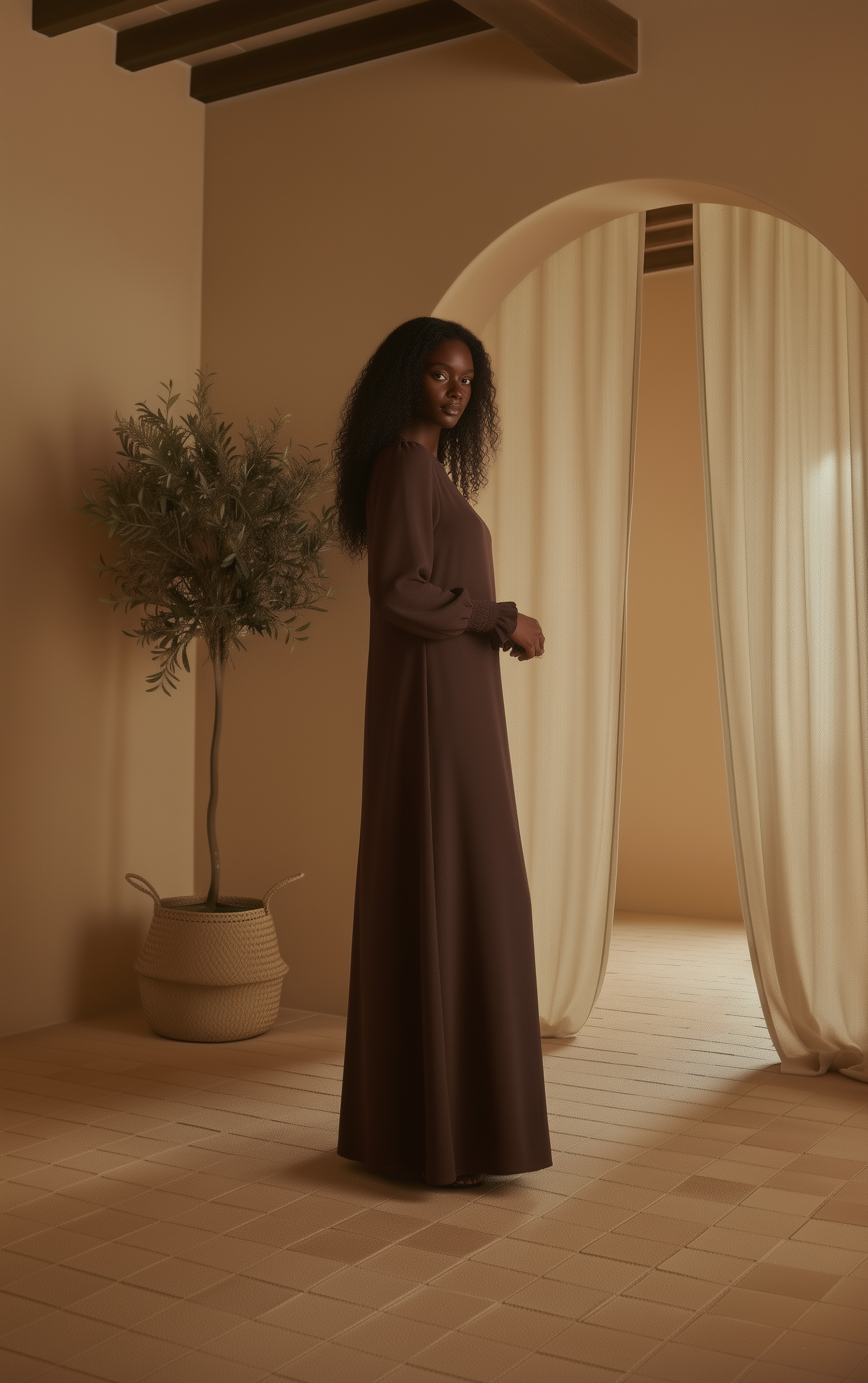 Nerine Essential Abaya ا Chestnut Brown